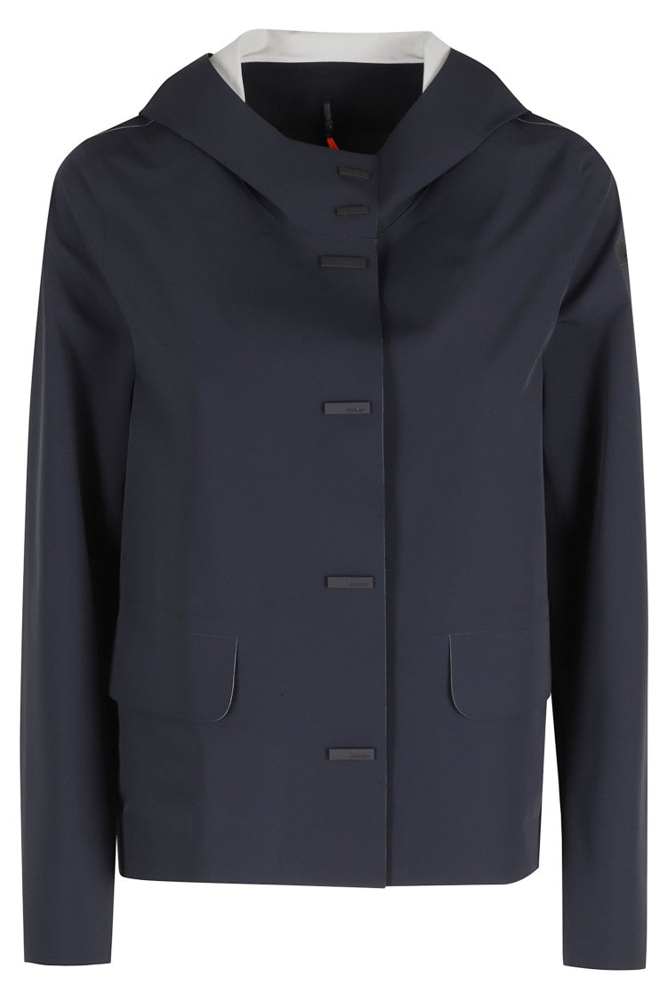 Rrd Blue Montecristo Hooded Laser Cut Polyamide-Blend Jacket