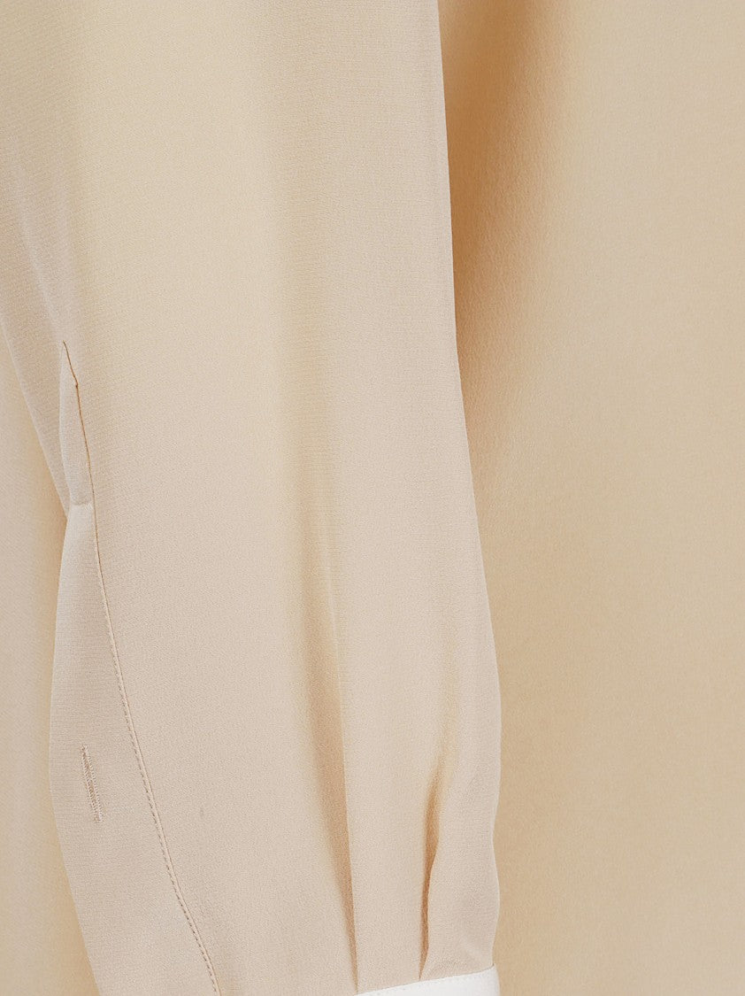 Stella Mccartney Soft Beige Silk Shirt With White Accents