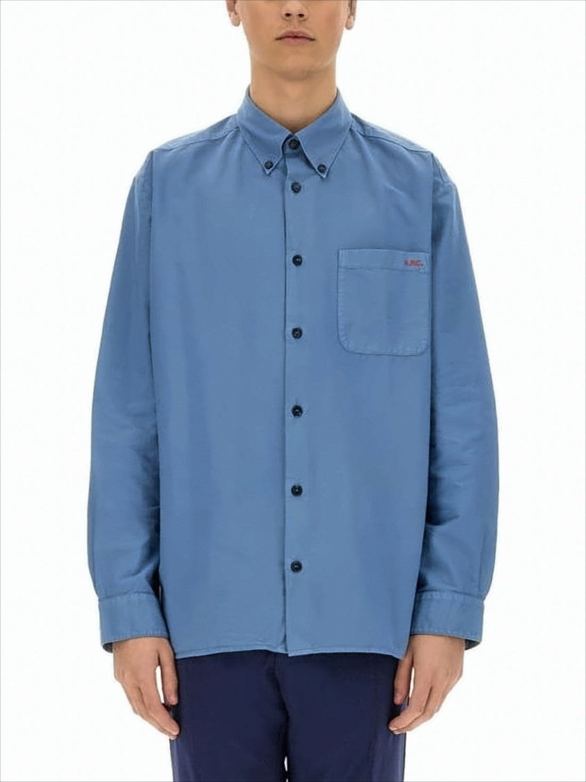 A.P.C. Casual Denim Shirt With Button-Down Collar