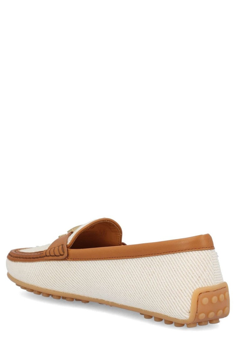 Tod's Textured Fabric Loafers With Leather Trim