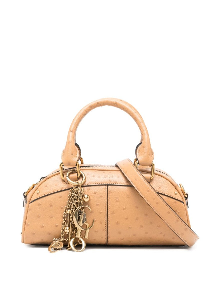 Chloé Textured Leather Handbag With Chain Charms