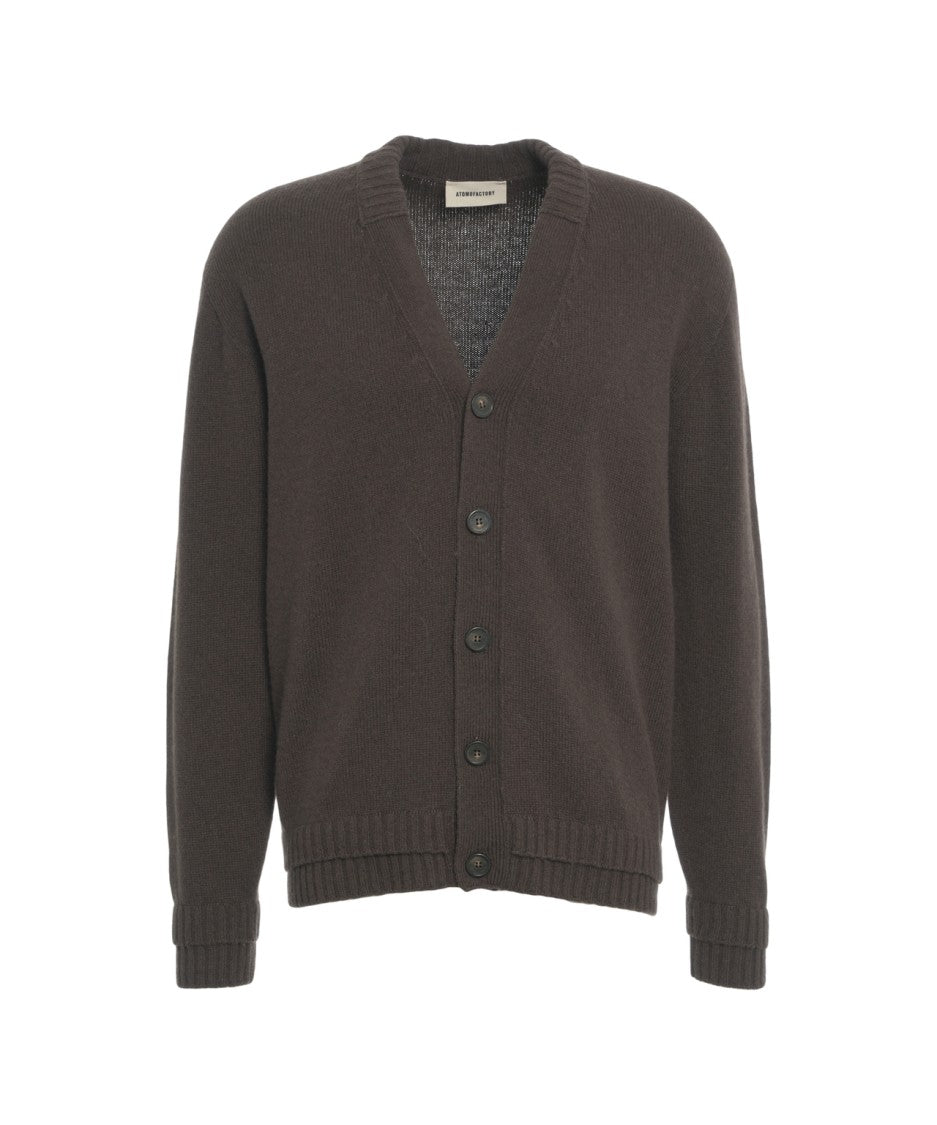 Atomo Factory Cardigan In Soft Wool-Cashmere Blend With V-Neck Design