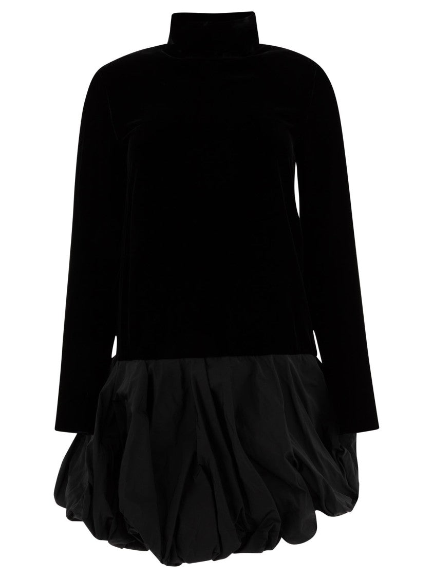 Max Mara Pianoforte Black Velvet Dress With High Neckline