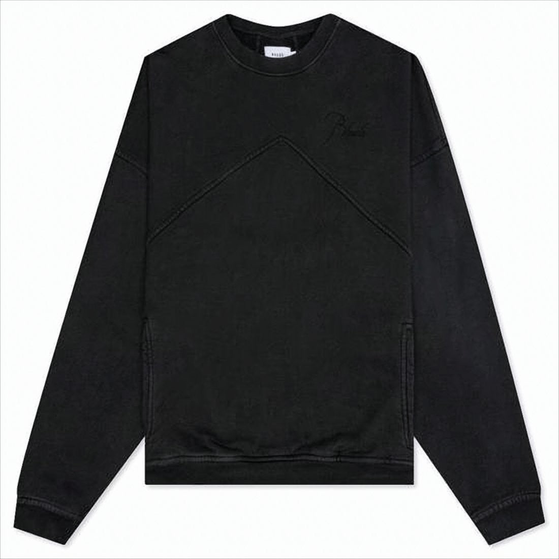 Rhude Long-Sleeve Black Crew Neck Tee With Chevron Stitching