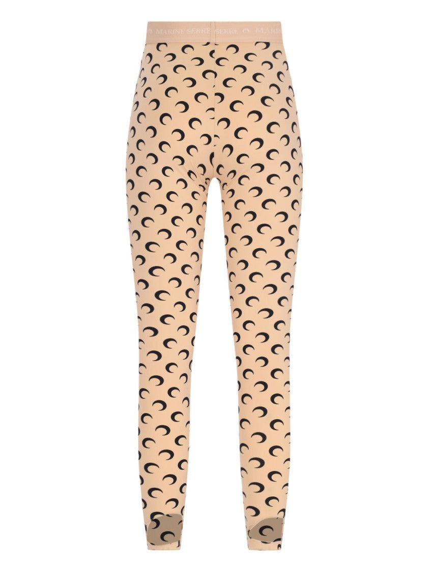 Marine Serre Beige Moon Logo Stretch Leggings