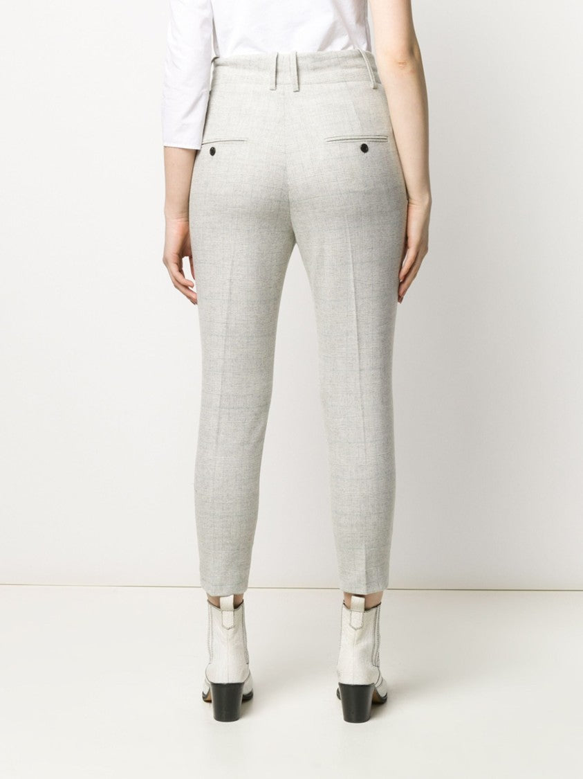 Isabel Marant Étoile Light Grey Checkered Tailored Trousers