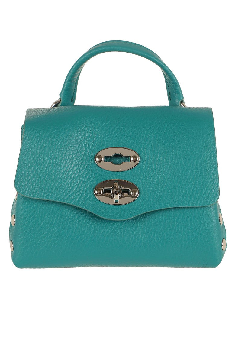 Zanellato Postina Super Baby Studded Laminated Leather Shoulder Bag