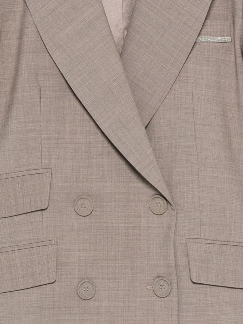 Dexterior Double-Breasted Brown Wool Blend Jacket