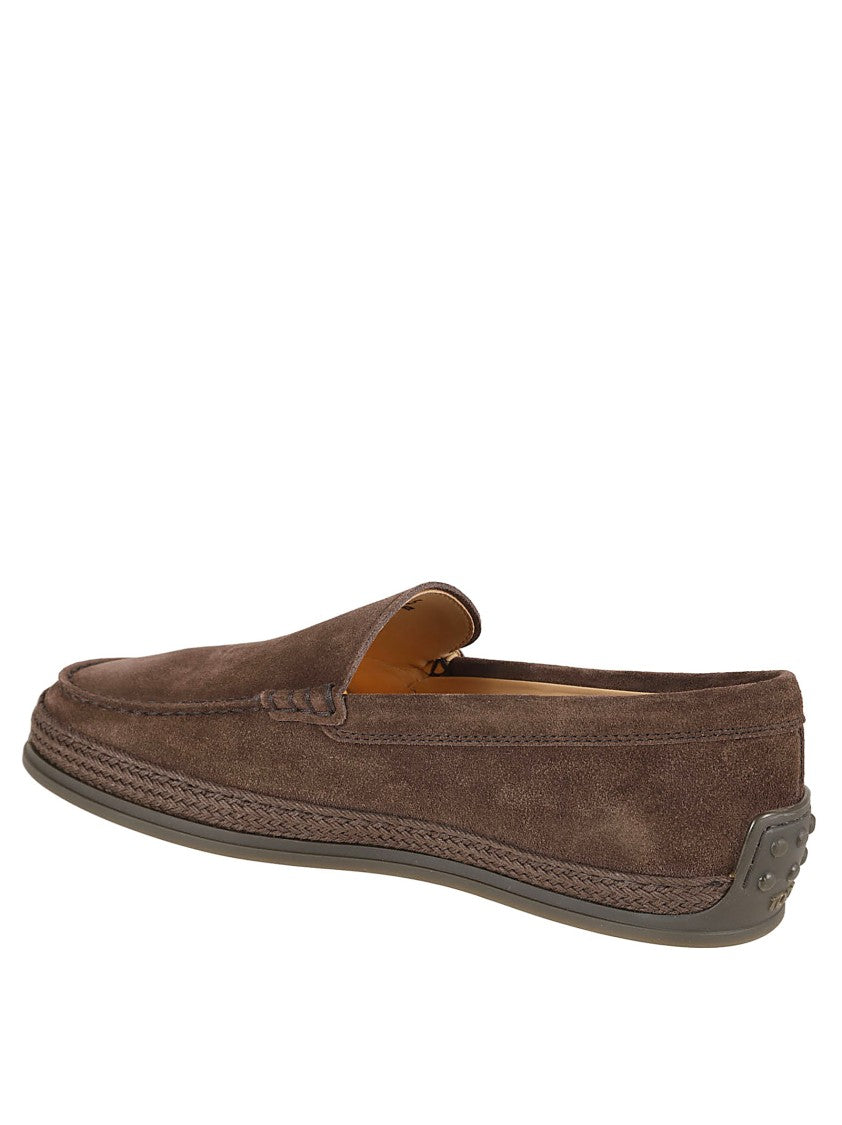 Tod's Brown Suede Slip-On Flat Shoes