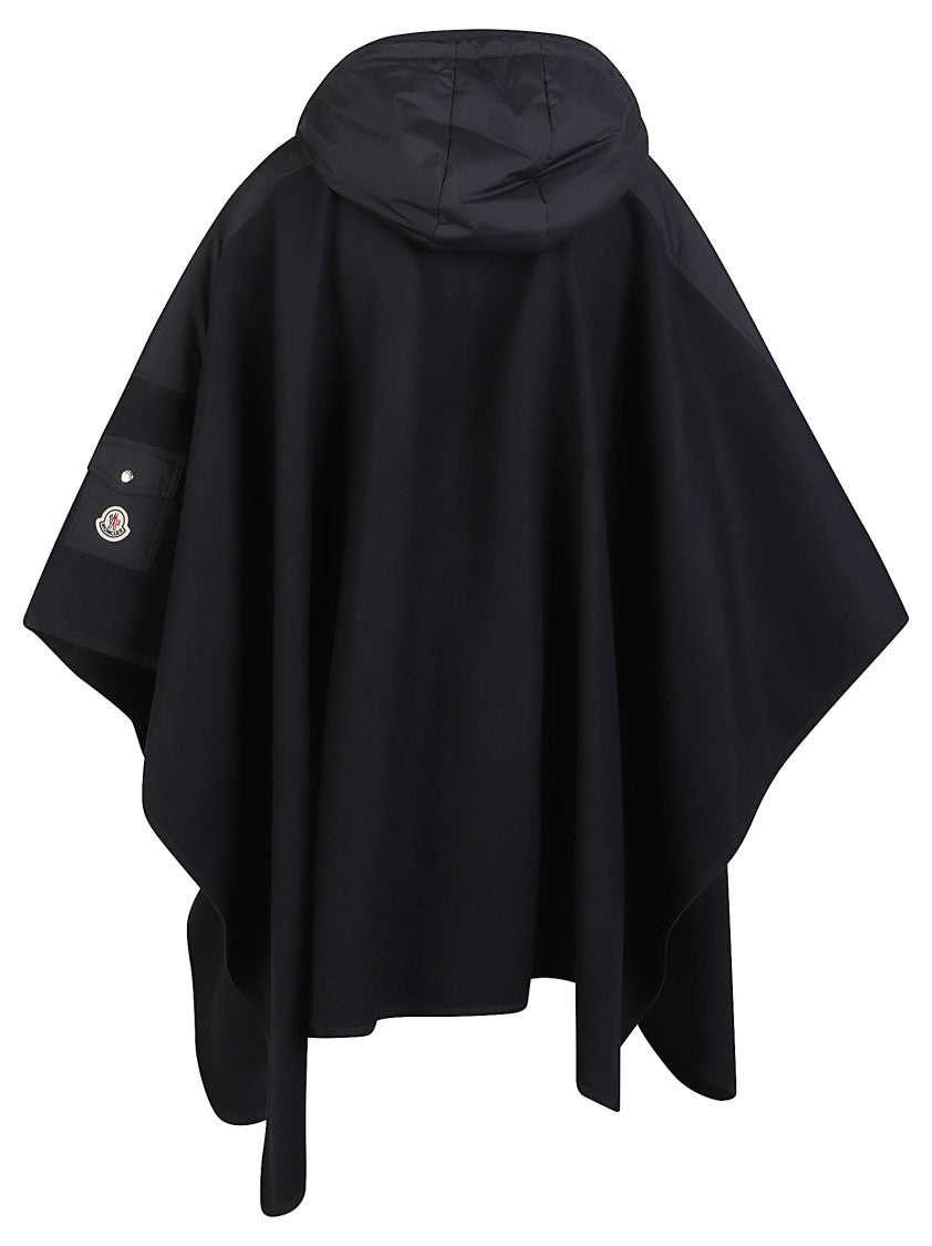 Moncler Structured Black Polyamide Hooded Cape