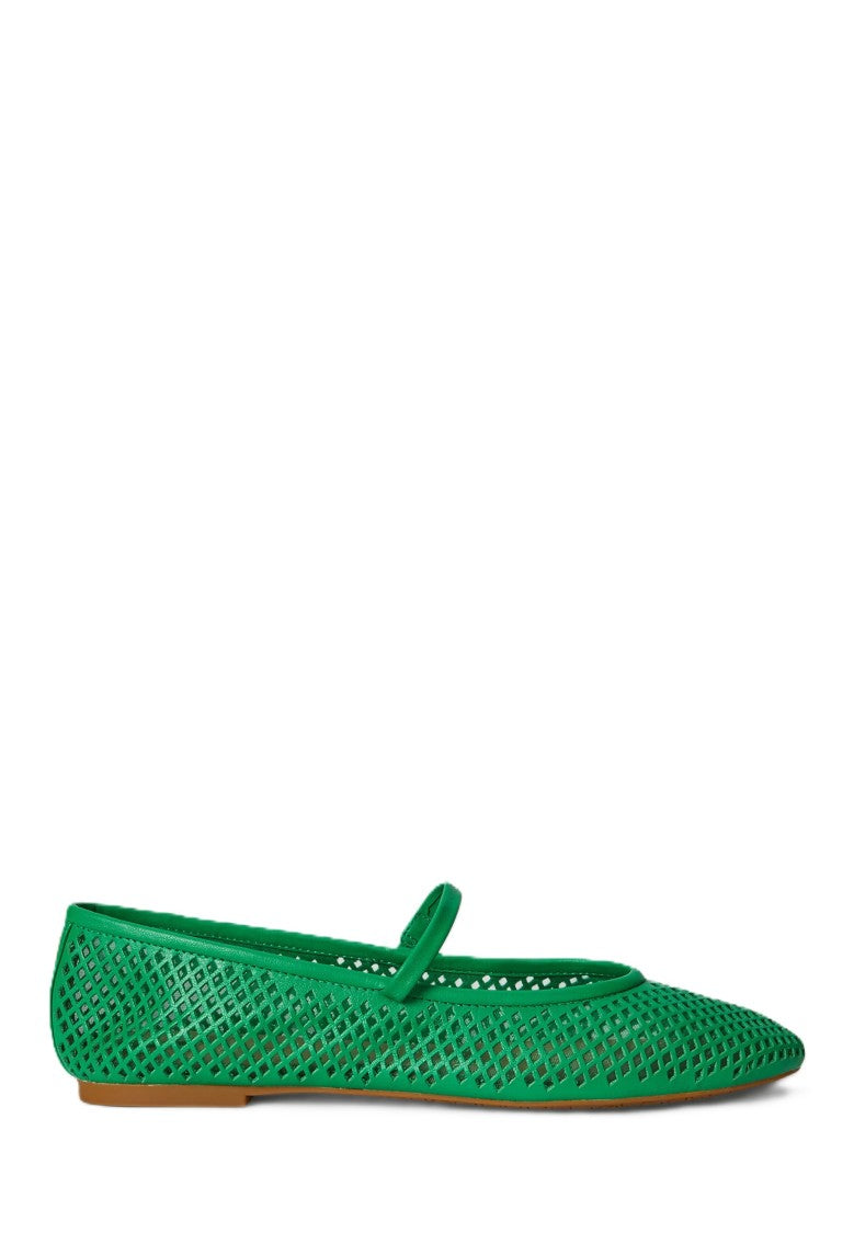 Lauren Ralph Lauren Green Jayna Mj Perforated Ballerina Flats