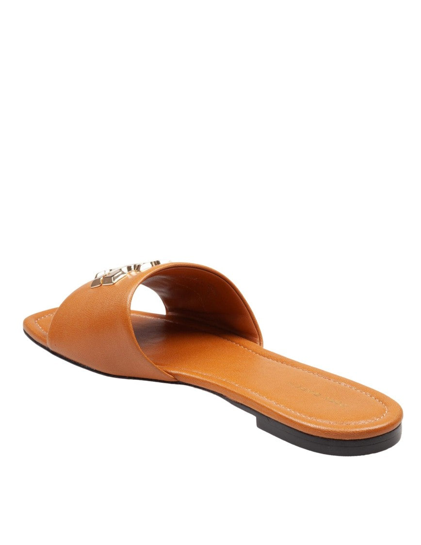 Tory Burch Slide Eleanor In Caramel Color Leather
