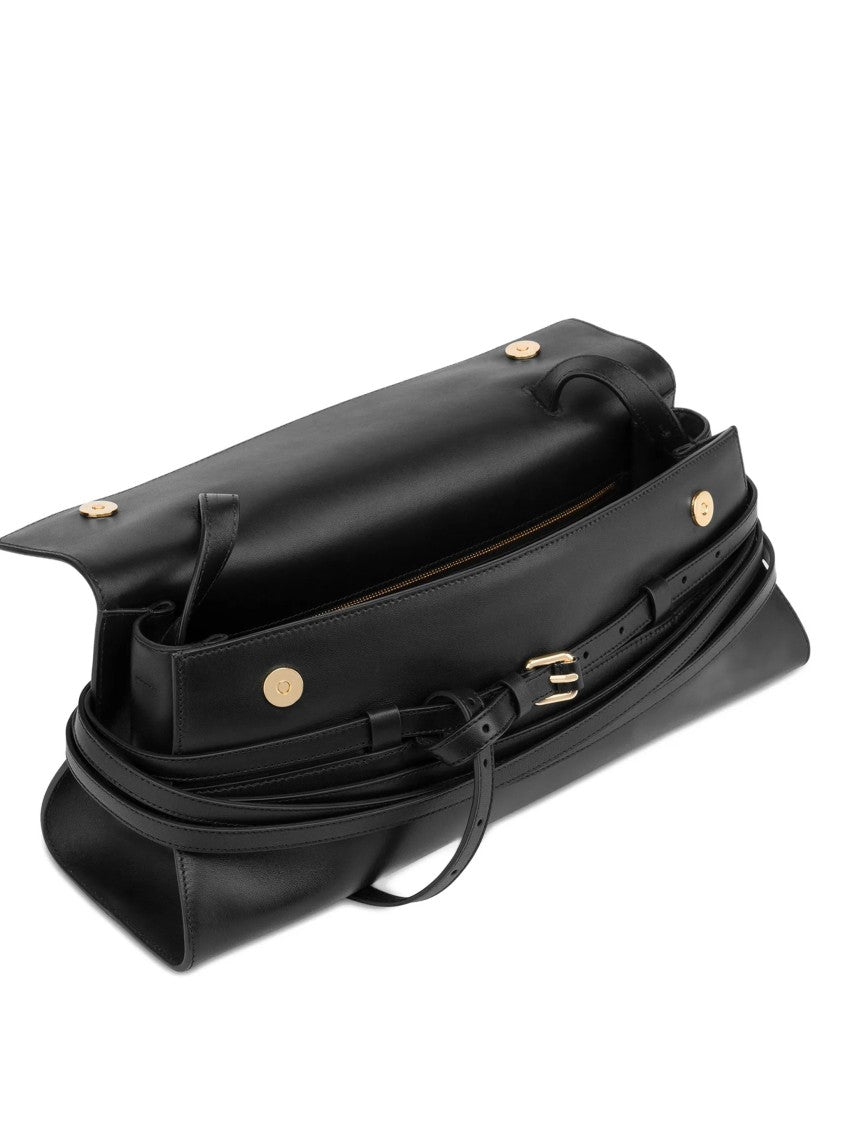 Moschino Black Structured Nappa Leather Handbag With Belt