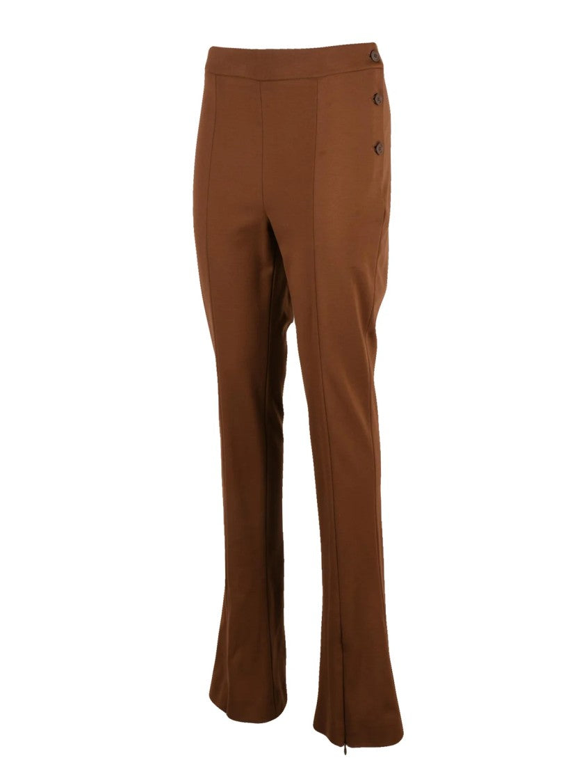 Semi Couture Brown Flared Stretch Viscose-Blend Pants