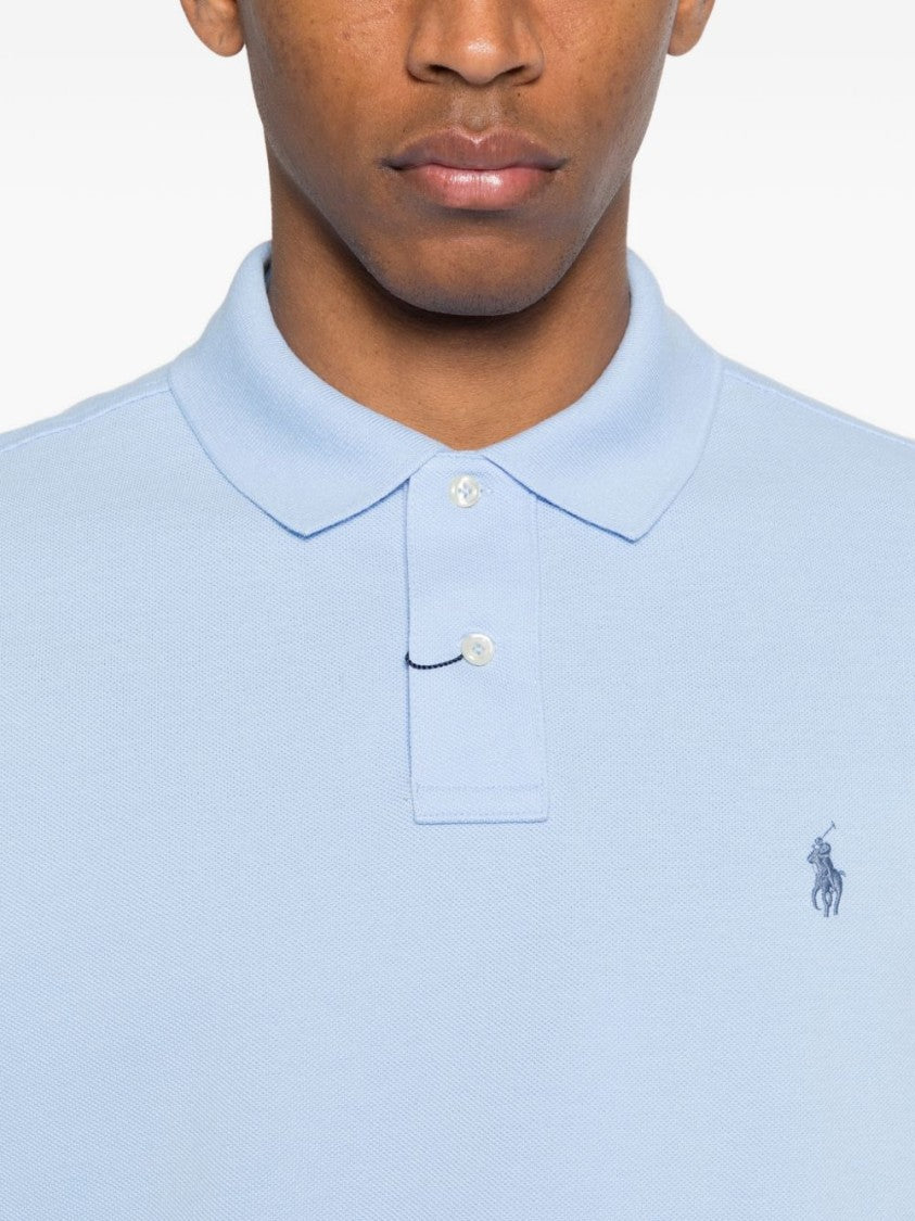 Polo Ralph Lauren Short-Sleeve Polo Shirt In Light Blue Cotton