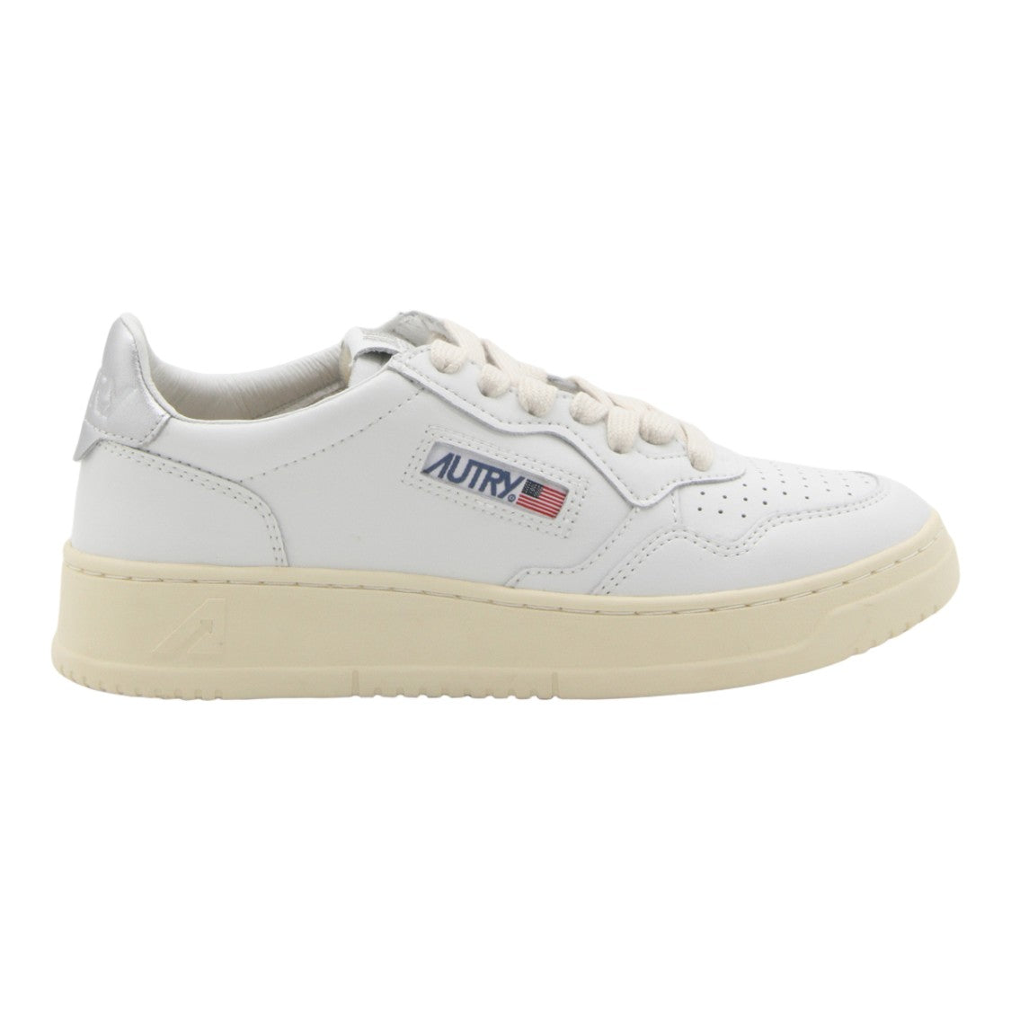 Autry Low-Top White Leather Sneakers With Perforated Detailing And Metallic Accents