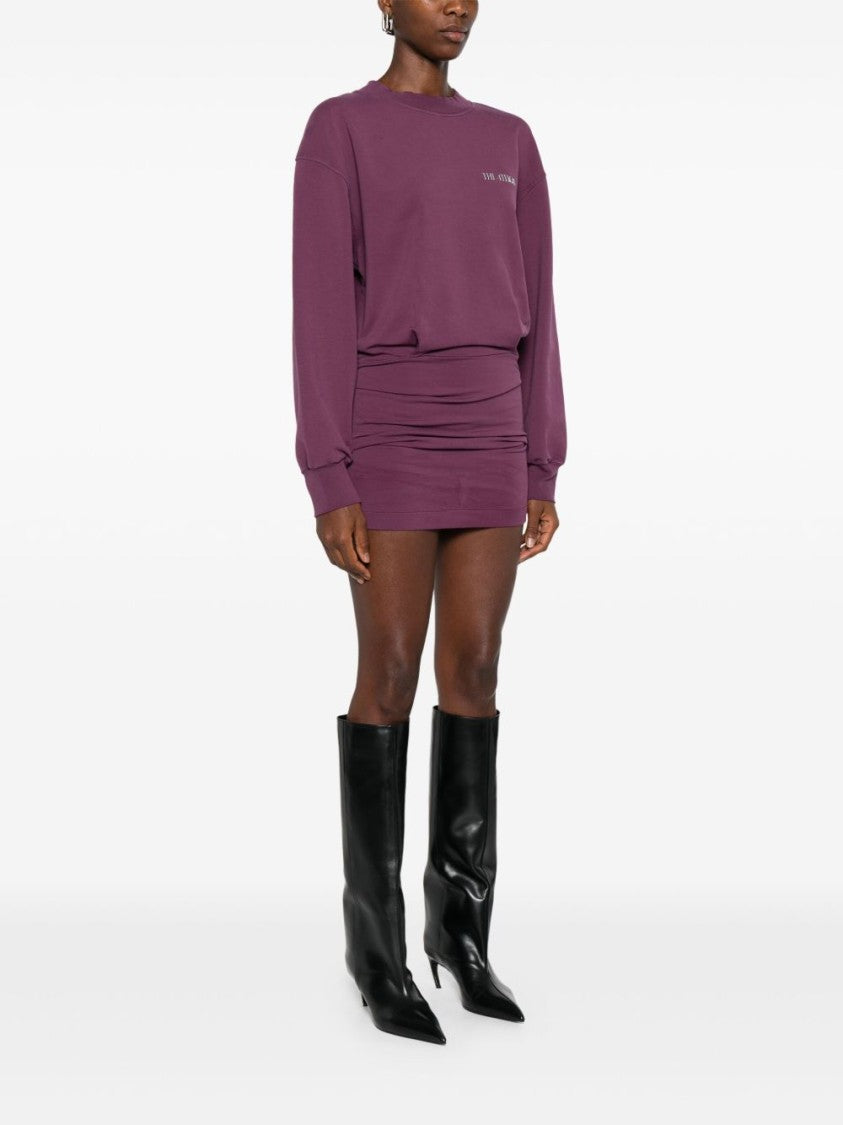The Attico Fitted Purple Dress With Rubberised Logo Detail