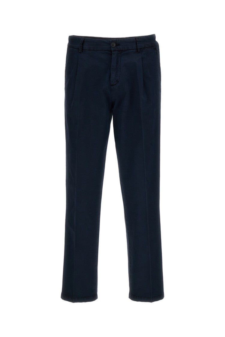 Fay Structured Regular Fit Herringbone Cotton Trousers