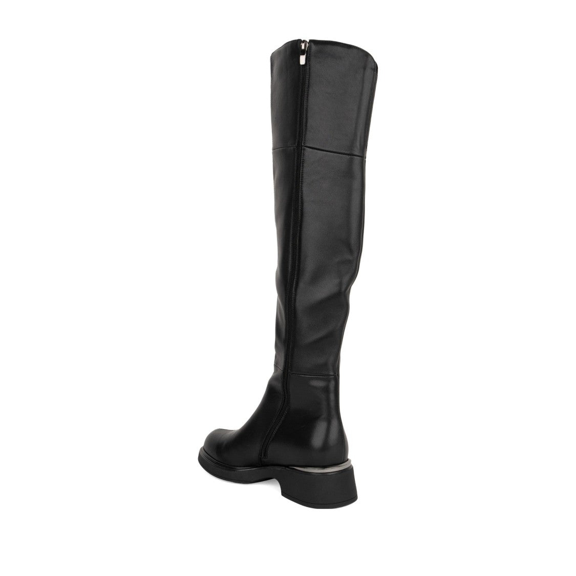 Linda Baumann Black Leather Tall Smooth Side Zip Boots