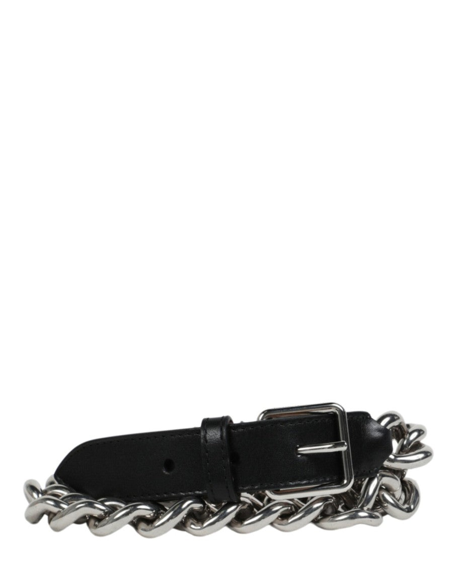 Alexander Mcqueen Chain-Trimmed Leather Belt