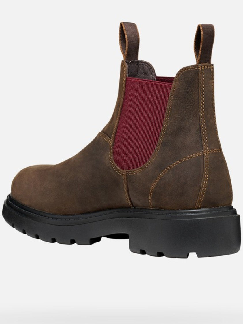 Geox Ankle-High Boots With Burgundy Elastic Panels And Rugged Sole