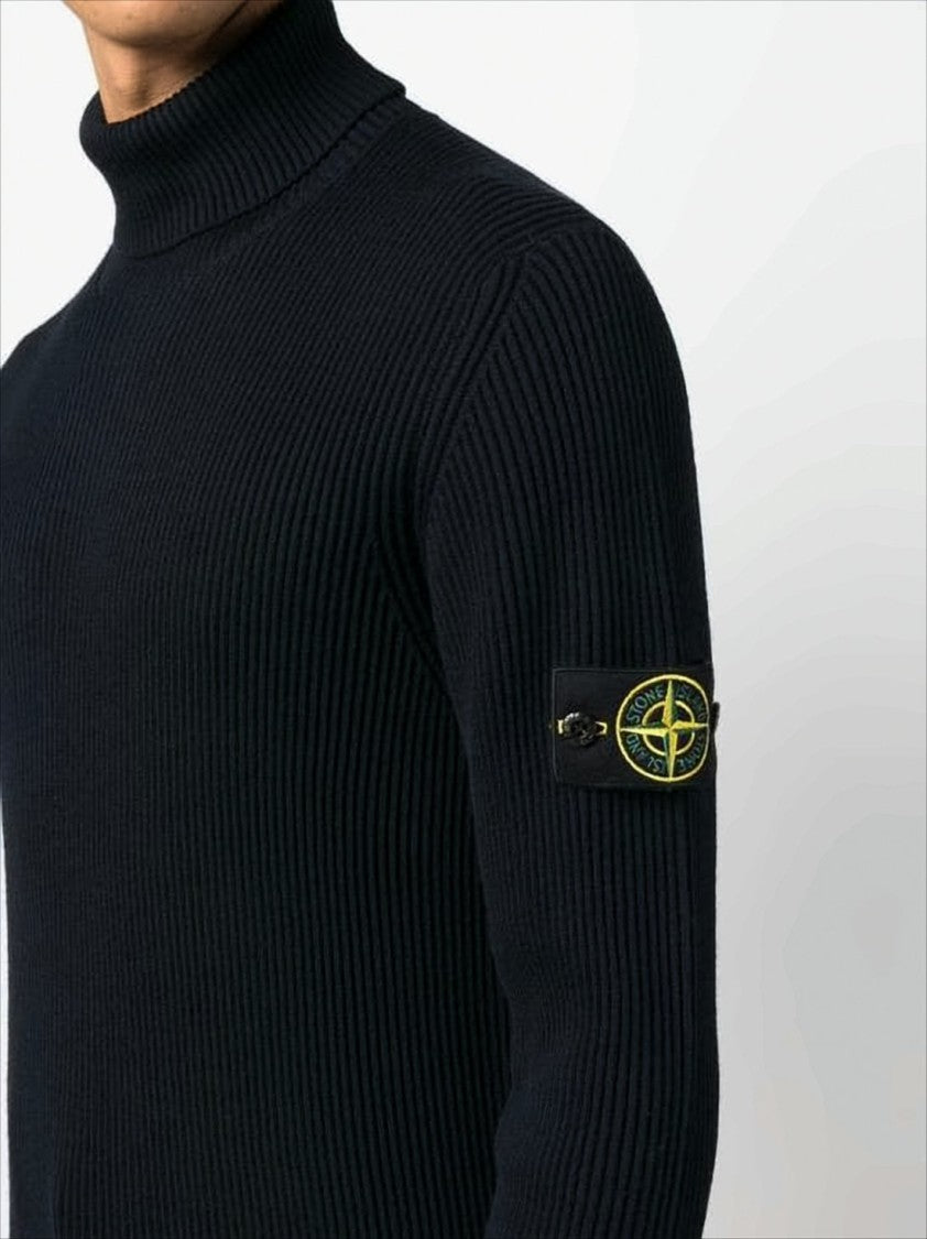 Stone Island Ribbed Knit Turtleneck Sweater
