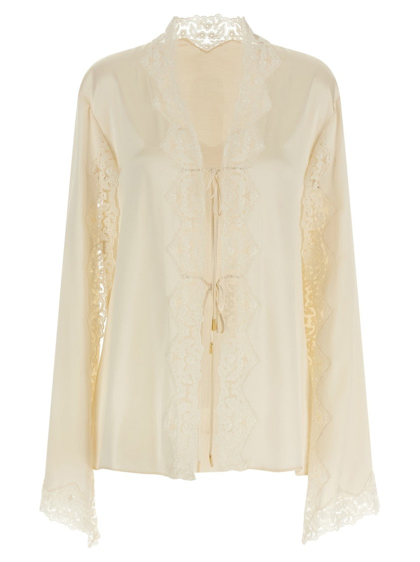 Alberta Ferretti Satin And Lace Shirt