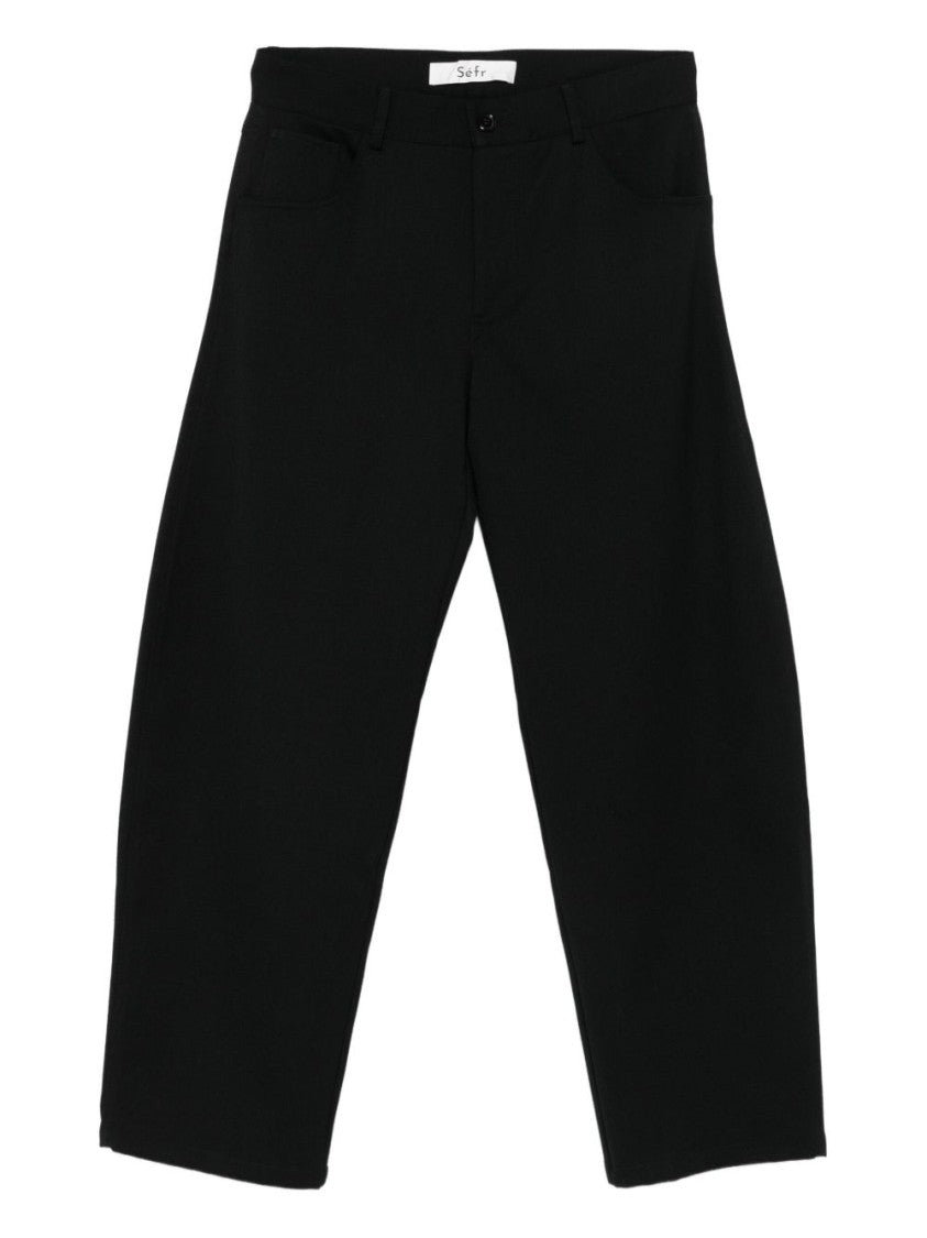 Séfr Cropped Wide-Leg Pants With Five-Pocket Design And Distinctive Branding