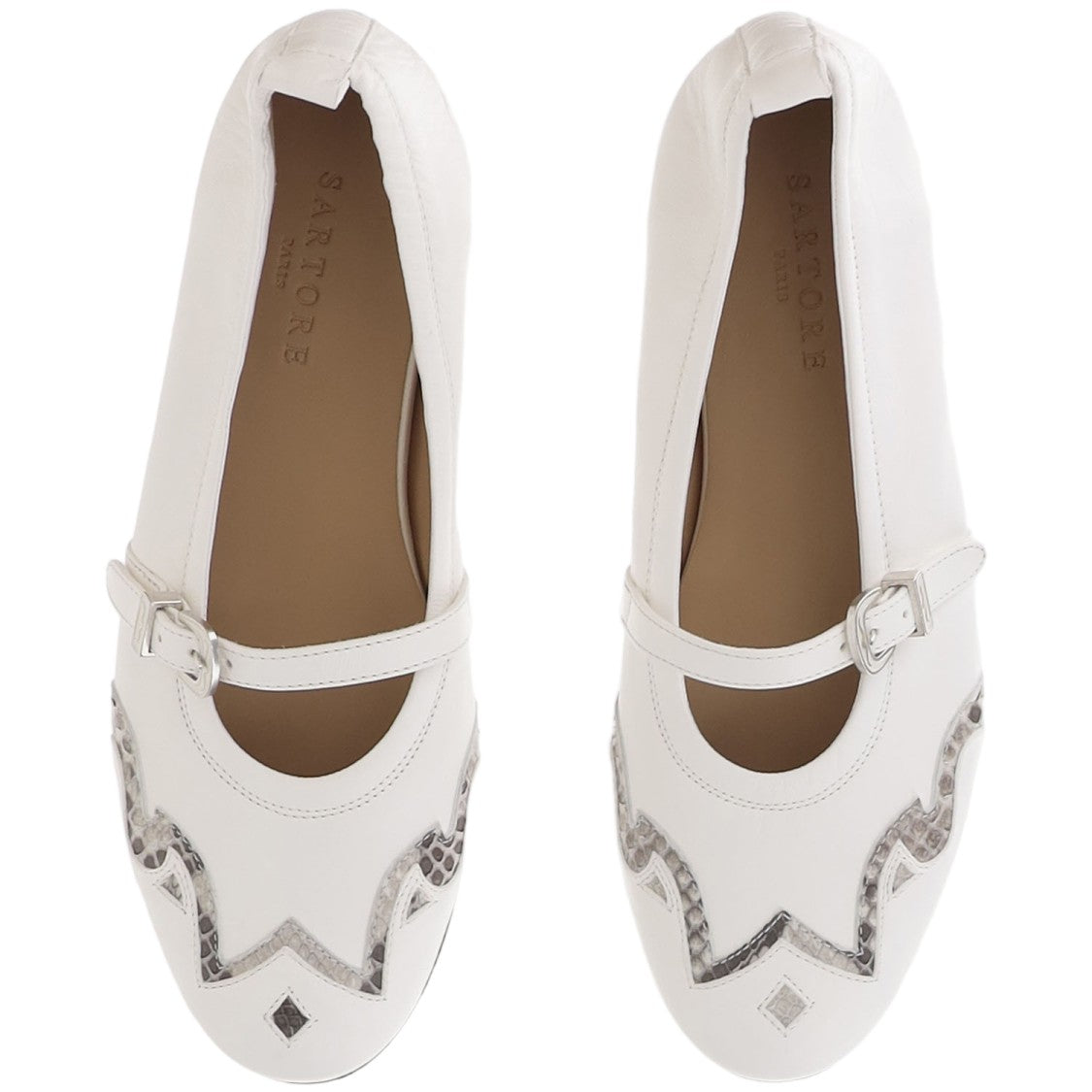 Sartore Leather And Python Balerinas