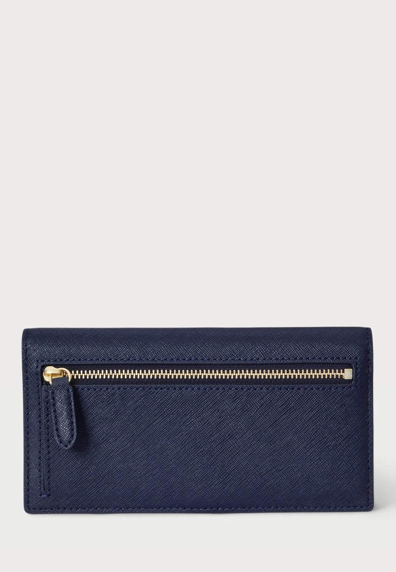 Lauren Ralph Lauren Navy Blue Crosshatch Leather Wallet