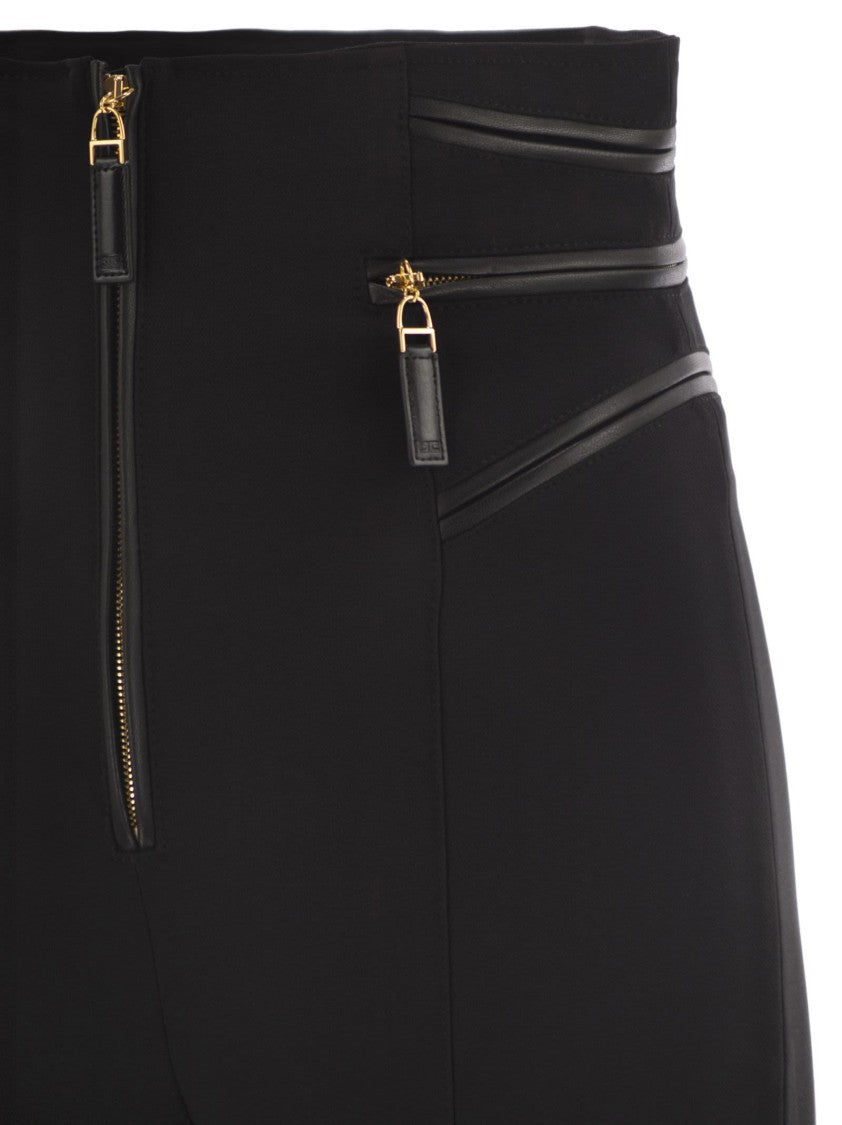 Elisabetta Franchi Crepe Trousers With Zip Details