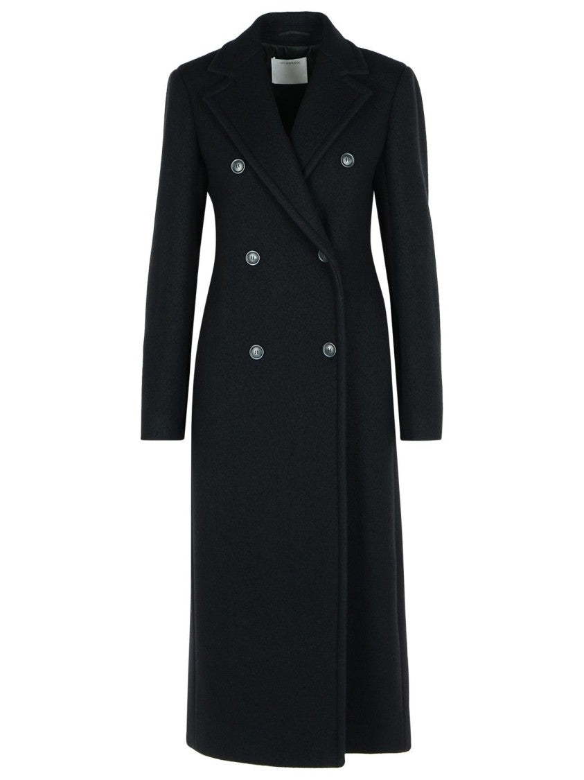 Sportmax Double-Breasted 'Comune' Black Virgin Wool Coat