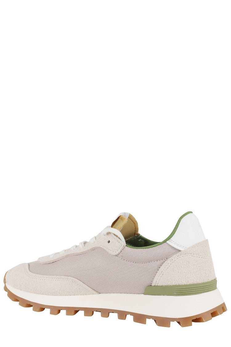 Nomad Society Bone Suede And Nylon Sneakers
