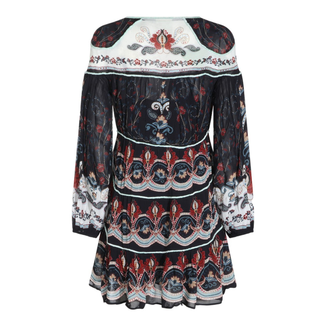 Farm Rio Tiered Floral Puff Sleeve Mini Dress
