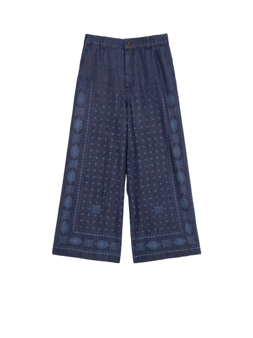 Max Mara Wide-Leg Pants With Subtle Bandana Pattern