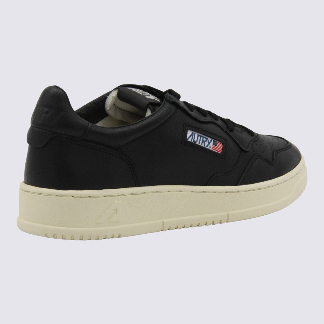 Autry Medalist Black Leather Sneakers With Suede Accents