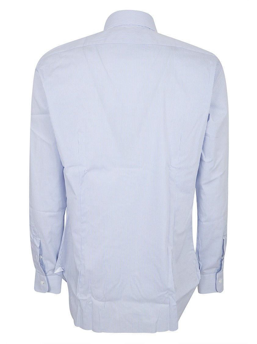 Barba Pinstripe Long Sleeve Shirt With Structured Collar