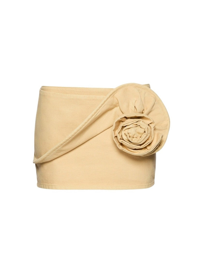 Magda Butrym Mini Denim Skirt Beige