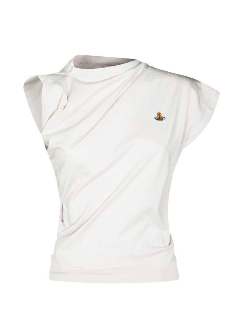 Vivienne Westwood Asymmetrical Short-Sleeve Embroidered Top