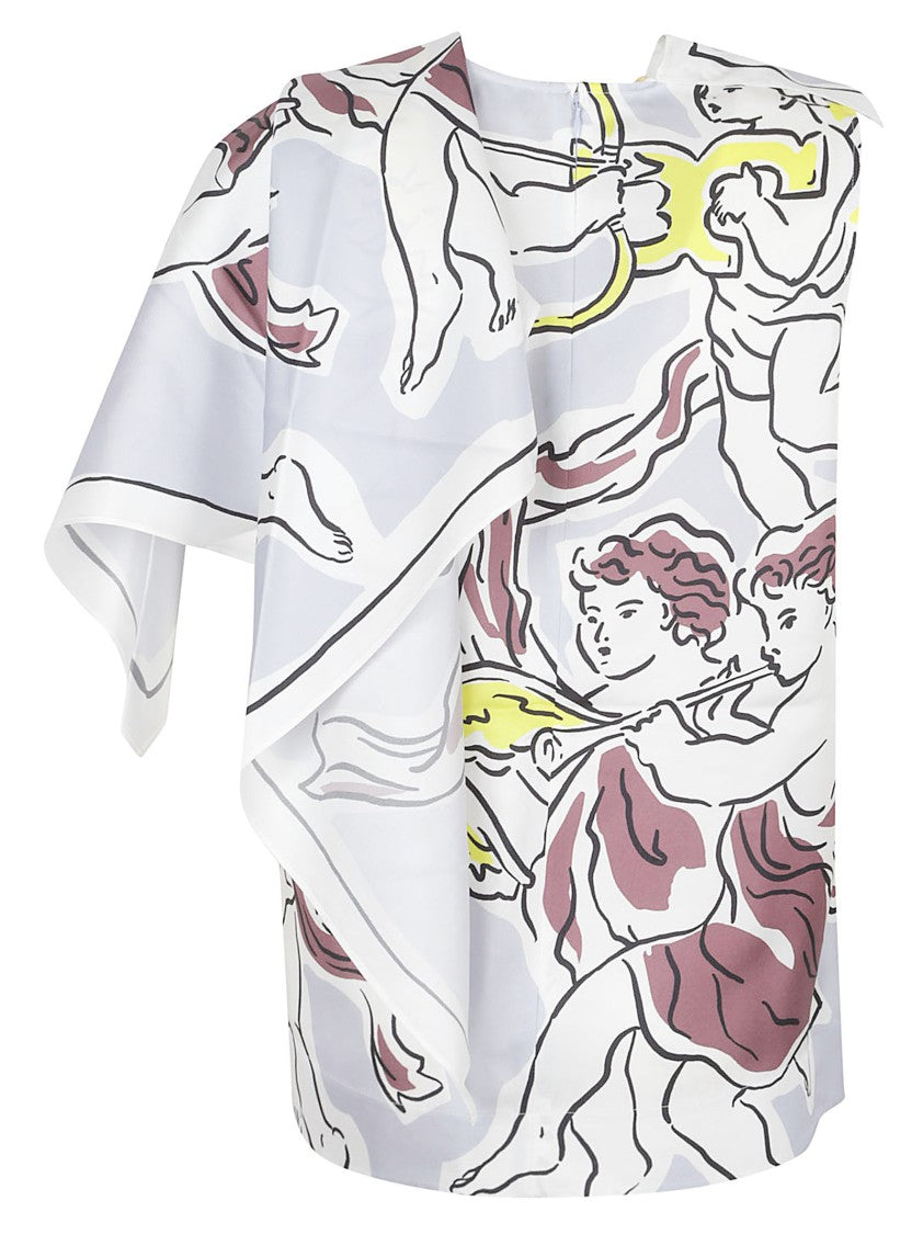 Tory Burch Silk Top With Cape-Style And Cherub Motif