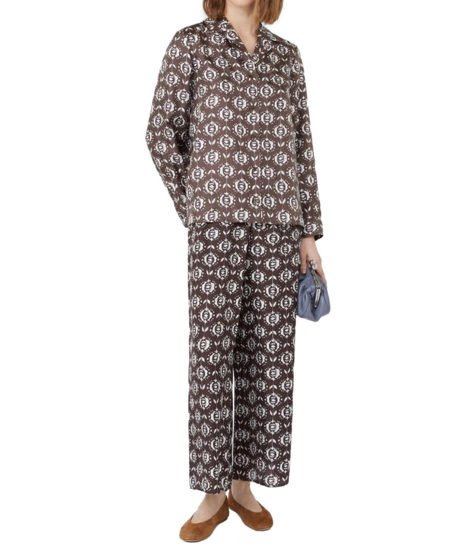 Max Mara Geometric Pattern Long-Sleeved Shirt With Classic Collar