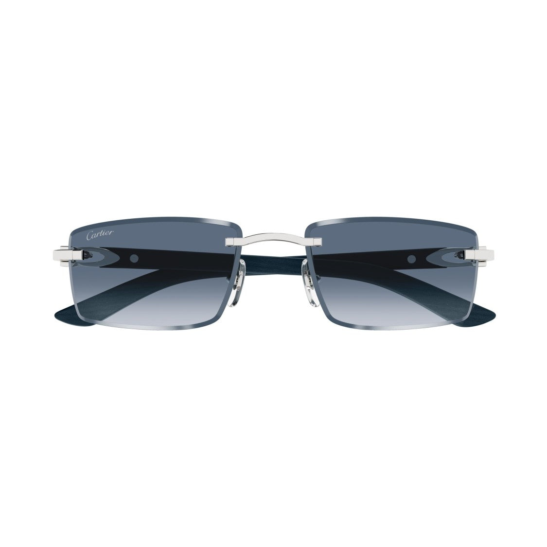 Cartier Rimless Rectangular Sunglasses With Gradient Blue Lenses
