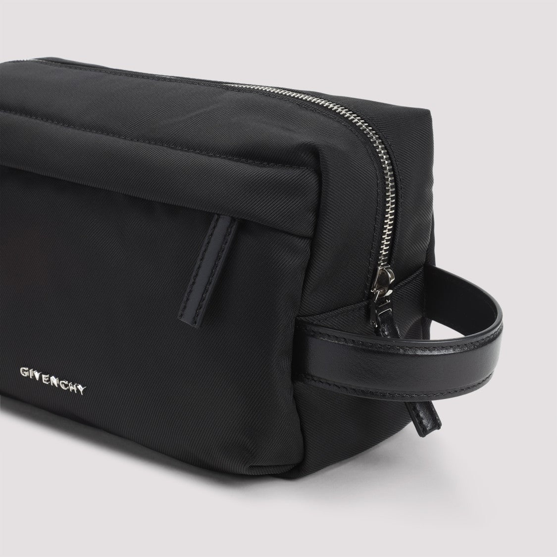 Givenchy Elegant Black Polyamide Beauty Case With Leather Handle
