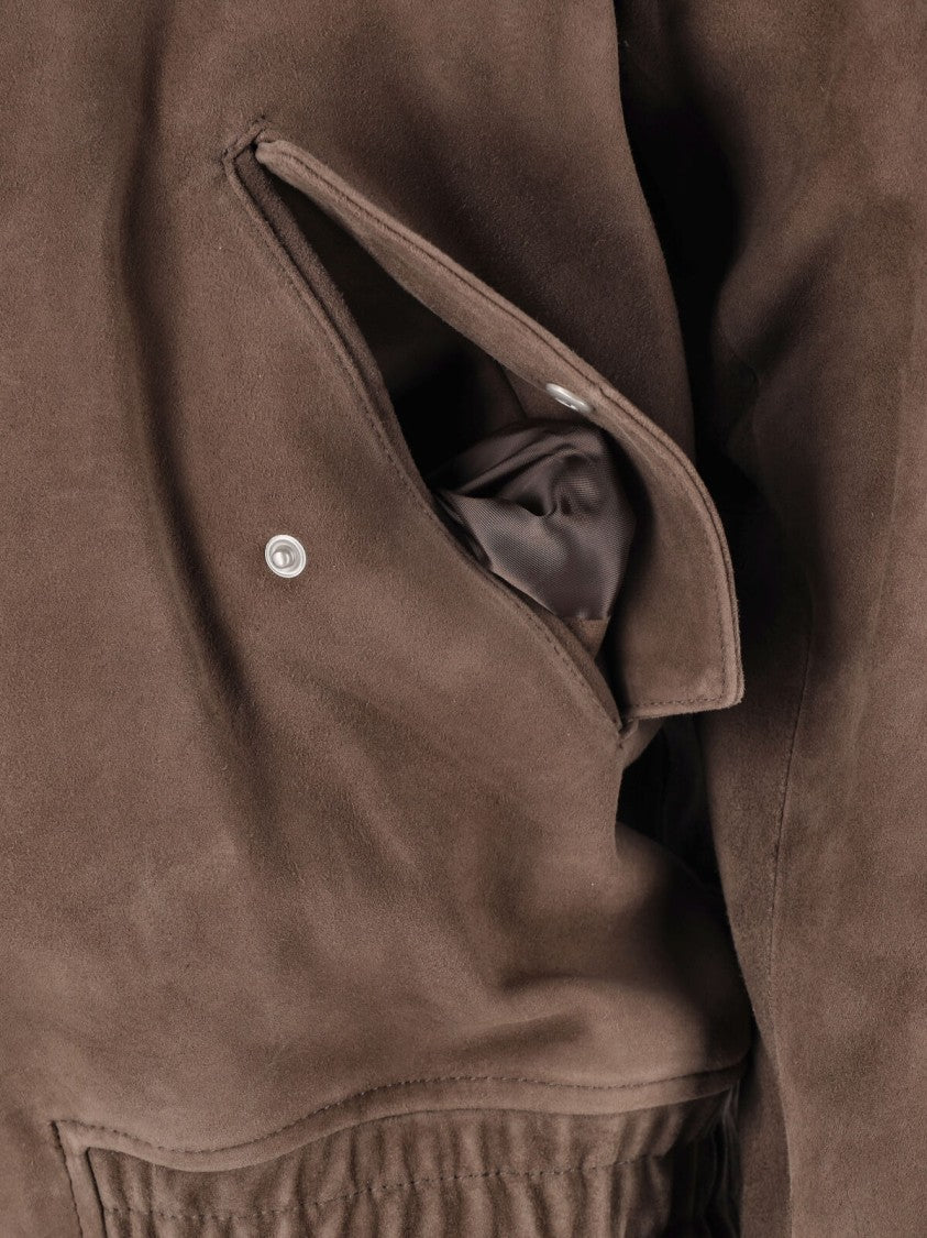 Dunst Brown Suede Classic-Collar Bomber Jacket