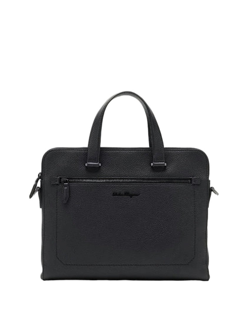 Salvatore Ferragamo Textured Cowhide Leather Tote Bag With Zip Pocket