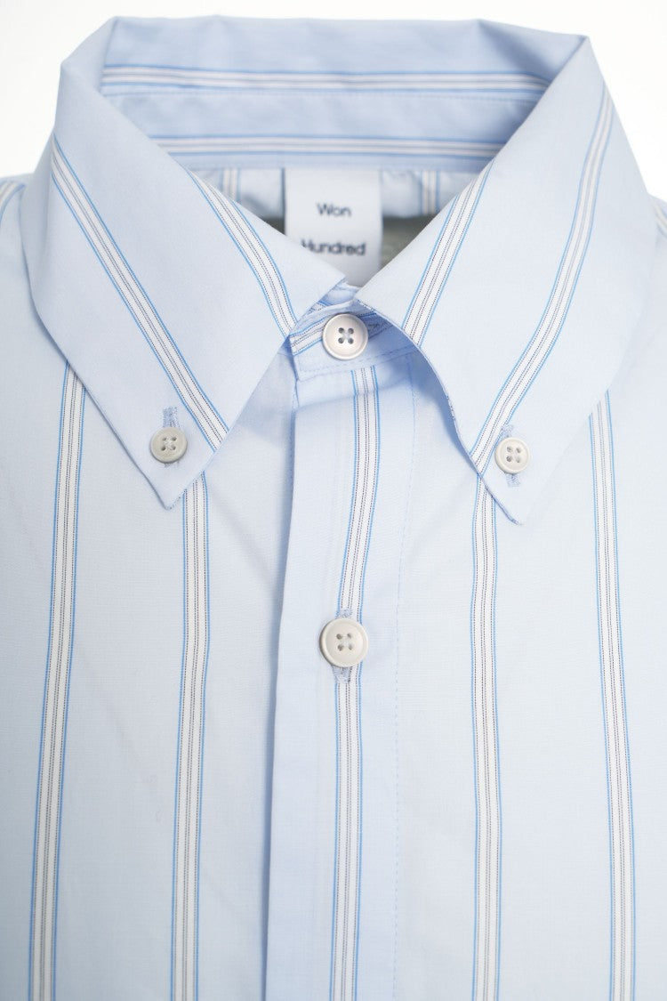 Won Hundred Button-Down Shirt With Classic Collar And Vertical Stripes