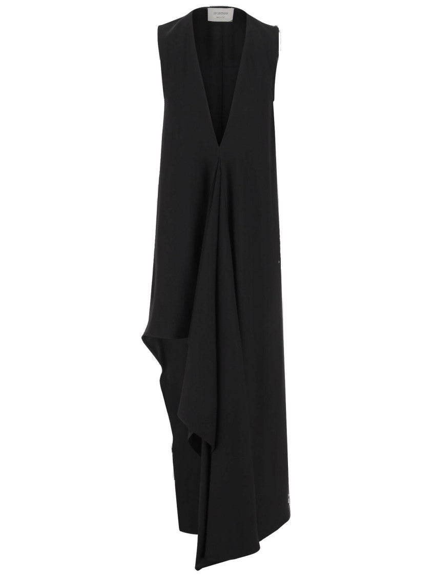 Sportmax Long Asymmetrical Viscose Twill Dress