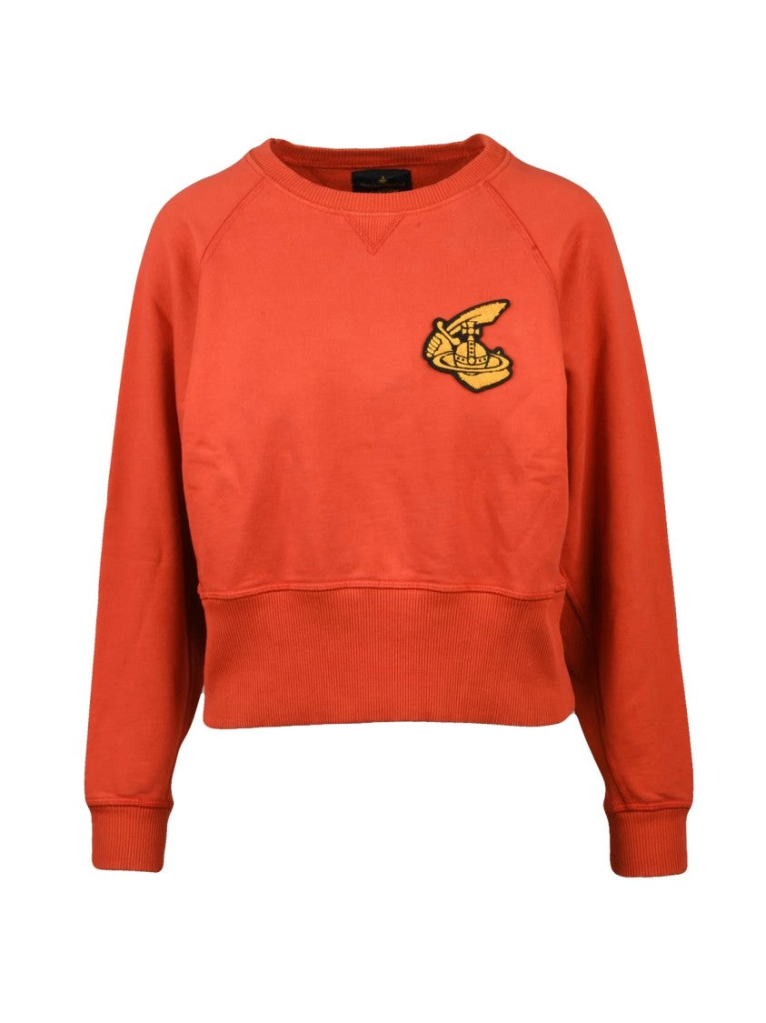 Vivienne Westwood Anglomania Cropped Crewneck Sweatshirt With Raglan Sleeves And Iconic Emblem