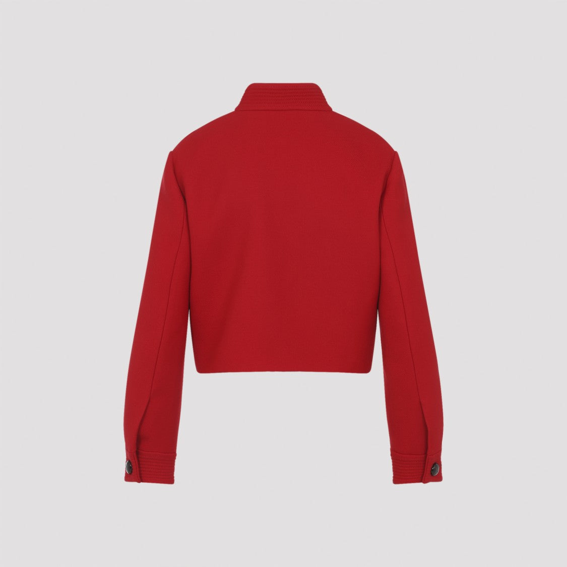 Valentino Cropped Structured Wool Blend Jacket With Stand Collar