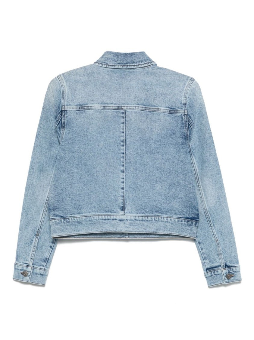 Dkny Blue Cropped Cotton Denim Jacket